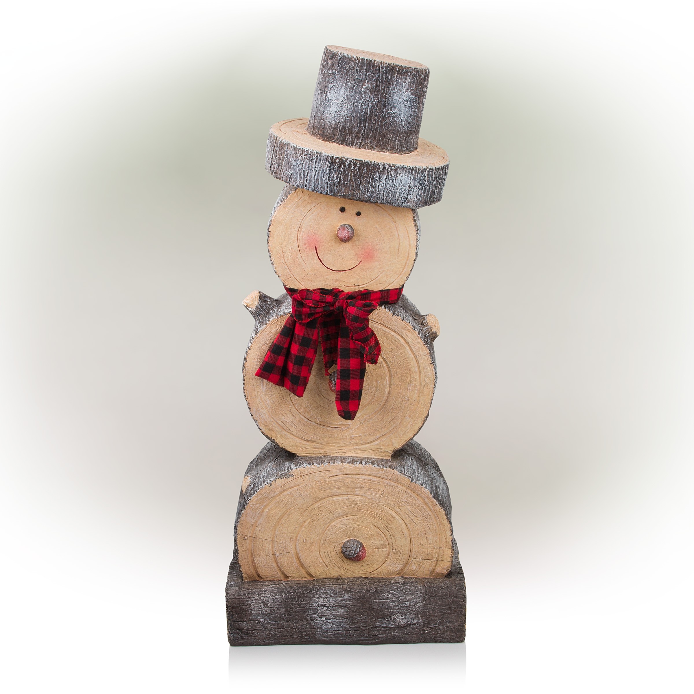 Large Snowman Statue with Wood Texture