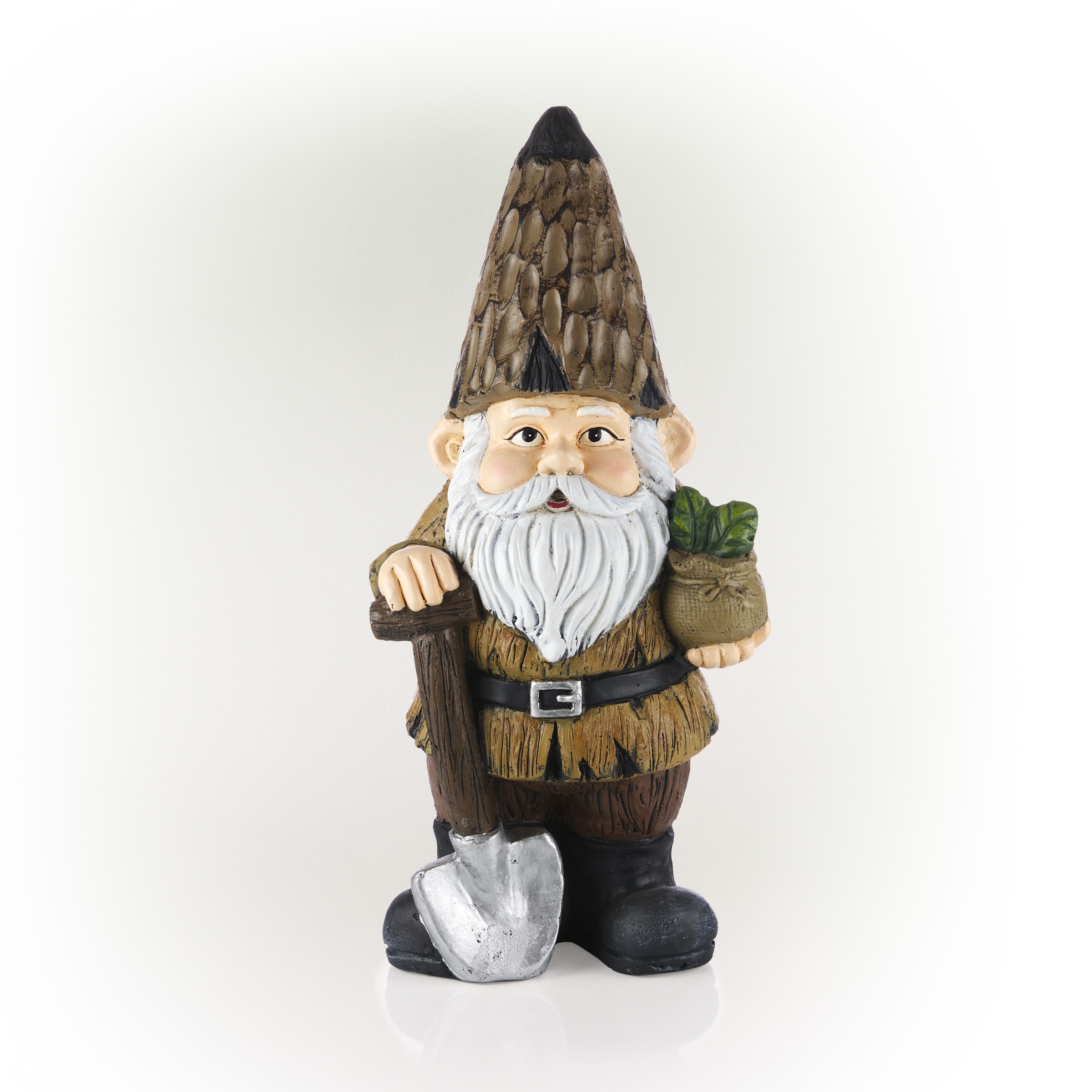 Gnome with Shovel and Plants Statue