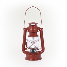Red Hurricane Lantern with Cool White LED Lights