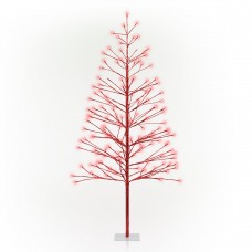 Silver Christmas Tree Décor with Red LED Lights