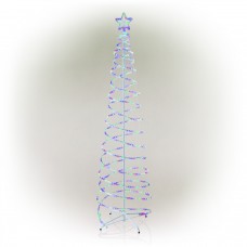 Alpine Corporation 82"H Indoor/Outdoor Artificial Spiral Christmas Tree with Multi-Color LED Lights