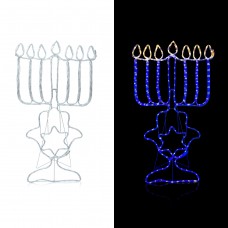 Alpine Corporation Hanukkah Menorah Decoration with Blue and White LED Lights
