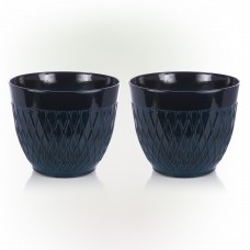 Alpine Corporation Indoor/Outdoor Stone-look Planters with Drainage Holes, Blue (Set of 2)