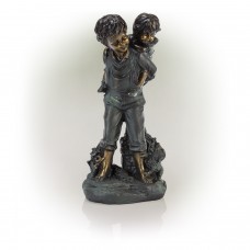 16" BOY GIVING PIGGYBACK RIDE STATUARY 