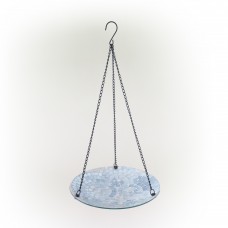 Alpine Corporation 10" Round Glass Mosaic Hanging Birdbath, Blue