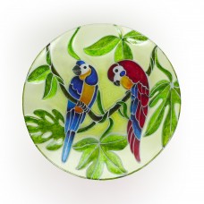 18" Glass Birdbath with Colorful Parrot Paint Finish