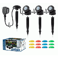 Set of 3 Pond & Landscape LED Light with Photocell & Transformer