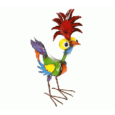 18" Colorful Eccentric Tropical Rooster Décor with Glossy Finish