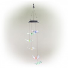 27" Solar Butterflies Wind Chime with Color Changing LEDs