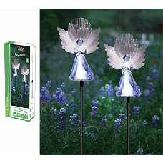 SOLAR ANGEL FIBER OPTIC WINGS LED GARDEN STAKE - SET OF 2