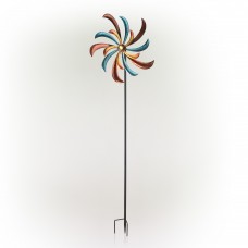 64" Colorful Curved Blade Dual Wind Spinner Garden Stake