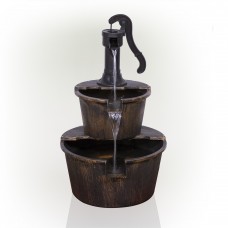 27" TALL TWO TIER PUMP & BARREL FOUNTAIN