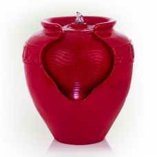 CHERRY RED VASE FOUNTAIN WITH LED LIGHTS 