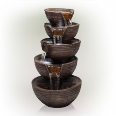 34" 5-Tier Modern Bowl Fountain with 24 White LED Lights