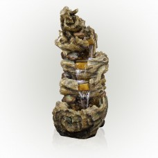 47" 5-TIER DARK COLORED TREE TRUNK WATERFALL FOUNTAIN WITH LEDS 