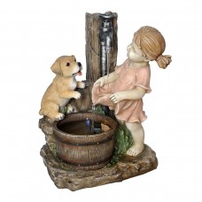 Girl with Dog and Spout Bucket Fountain