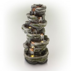 58" EIGHT TIER ROCK FOUNTAIN WITH LED LIGHTS 