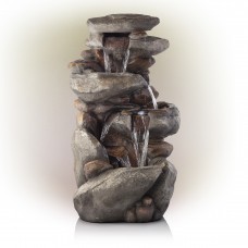 40" TALL ROCK WATERFALL FLOOR FOUNTAIN W/ LED