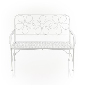 White Daisy Metal Bench