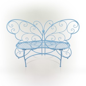 Blue Butterfly Metal Bench