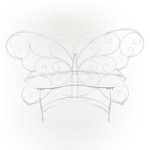 White Butterfly Metal Bench