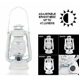 White Hurricane Lantern with Cool White LED Lights