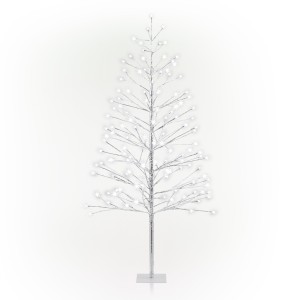 Silver Christmas Tree Décor with Cool White LED Lights