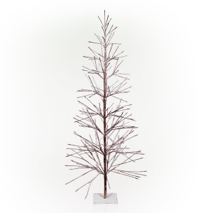 Flocked Brown Christmas Tree with Warm White LED Lights 