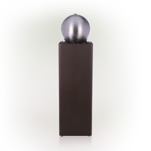 SELF-CONTAINED METAL ORB FOUNTAIN WITH RIVER STONES 