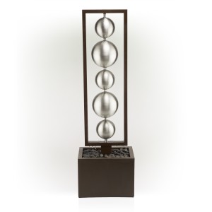 MODERN COLUMN FOUNTAIN WITH STAINLESS STEEL ORBS