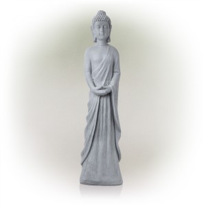 Cement Gray Standing Buddha Statue