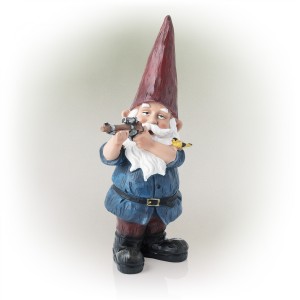 12" Hunting Blue Shirt Garden Gnome Statue