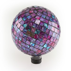 10" Mosaic Glass Gazing Globe Shinning Purple