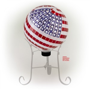 10" MOSAIC GLASS GAZING GLOBE AMERICAN FLAG