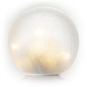 CREAM TEXTURED GLASS GAZING GLOBE WITH LED LIGHTS 
