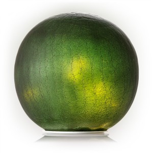 GREEN TEXTURED GLASS GAZING GLOBE WITH LED LIGHTS