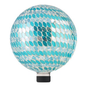 MOSAIC GAZING GLOBE WITH BLUE PETALS 