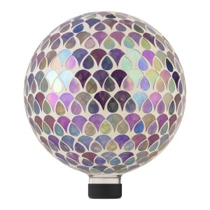 Alpine Corporation 10" Diameter Indoor/Outdoor Glass Gazing Globe with Mosaic Flower Design Yard Decoration