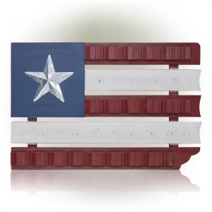 ALPINE CORPORATION 16" TALL INDOOR/OUTDOOR WOOD AND METAL AMERICAN FLAG WALL ART DÉCOR 