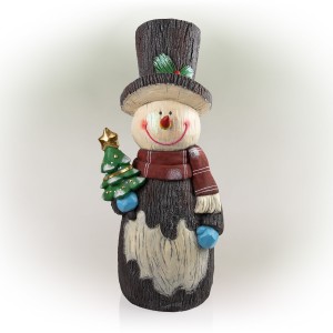 Alpine Corporation 48"H Outdoor Solar Snowman Statue Holiday Decoration with Color Changing LED Lights