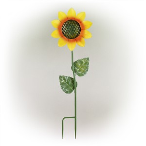 64" SPRING FESTIVE BLOOMING METALLIC SUNFLOWER GARDEN STAKE