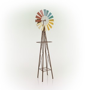 92" TALL METAL WINDMILL GARDEN STAND 