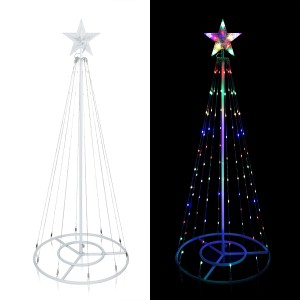 Alpine Corporation Small Tower Christmas Tree with Multi-Functional LED Lights