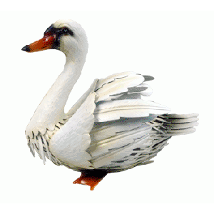 WHITE METAL SWAN DÉCOR