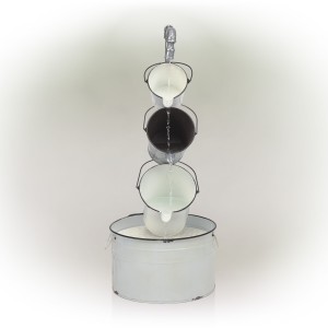 RUSTIC CREAM WHITE METAL PAILS FOUNTAIN