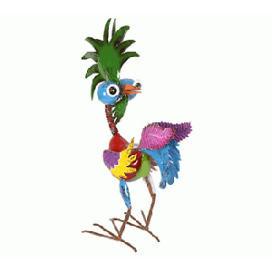 19" COLORFUL BIZARRE TROPICAL ROOSTER DÉCOR WITH GLOSSY FINISH 