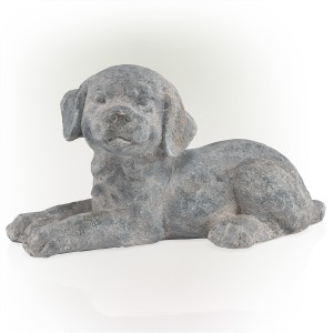 Alpine Corporation 10" Tall Indoor/Outdoor Laying Puppy Garden Statue Decoration