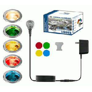 10 WATT SUBMERSIBLE HALOGEN FOUNTAIN & POND LIGHT W/ COLOR LENSES