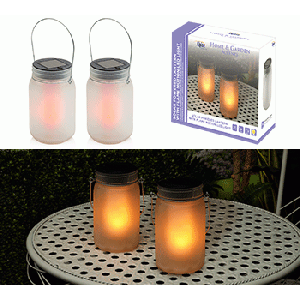 ALPINE CORPORATION OUTDOOR SOLAR POWERED PATHWAY LANTERN FLICKERING LED LIGHT JARS (SET OF 2)