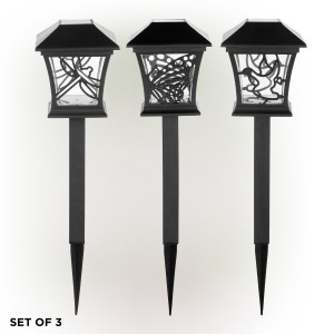 Alpine Corporation Solar-Powered Nature Inspired Pathway Lights, 3-Piece